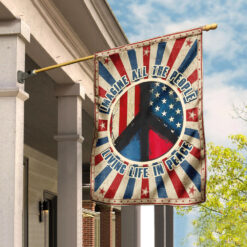 Hippie. Imagine All The People Living Life In Peace Flag THN2175F - Garden Flag (11.5″ x 17.5″)