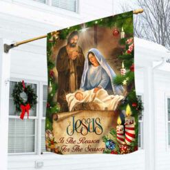 Jesus Flag Jesus Is The Reason For The Season Christmas Flag TRL1629F - House Flag (29.5″ x 39.5″)
