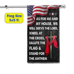 Jesus Cross American Flag As For Me And My House We Will Serve The Lord Flag MLN820F - 3x5 ft. Flag
