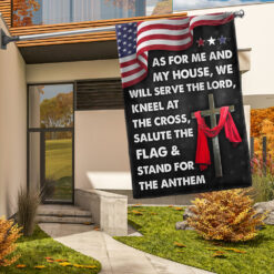 Jesus Cross American Flag As For Me And My House We Will Serve The Lord Flag MLN820F - House Flag (29.5″ x 39.5″)
