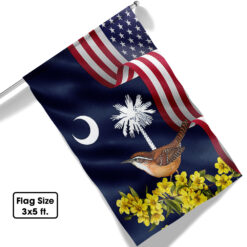 South Carolina Yellow Jessamine Flower and Carolina Wren Bird Flag MLN1141F - 3x5 ft. Flag