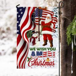 Santa Claus US Flag We Wish You Ameri Christmas DDH2940F - Garden Flag (11.5″ x 17.5″)