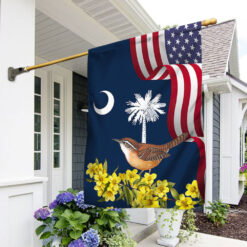 South Carolina Yellow Jessamine Flower and Carolina Wren Bird Flag MLN1141F - House Flag (29.5″ x 39.5″)