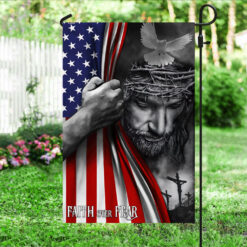 Jesus Flag Faith Over Fear God Jesus Flag TRL763F - Garden Flag (11.5″ x 17.5″)