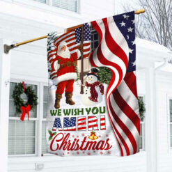 Santa Claus US Flag We Wish You Ameri Christmas DDH2940F - House Flag (29.5″ x 39.5″)