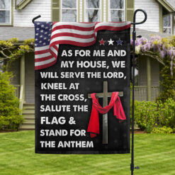 Jesus Cross American Flag As For Me And My House We Will Serve The Lord Flag MLN820F - Garden Flag (11.5″ x 17.5″)