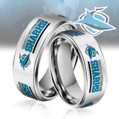 Auspiritmerch Cronulla-Sutherland Sharks Silver Tungsten Rings Gift For Fans - Style1