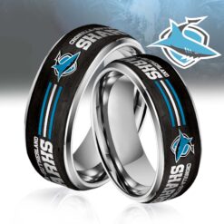 Auspiritmerch Cronulla-Sutherland Sharks Silver Tungsten Rings Gift For Fans - Style2