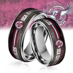 Auspiritmerch Manly Warringah Sea Eagles Silver Tungsten Rings Gift For Fans - Style1