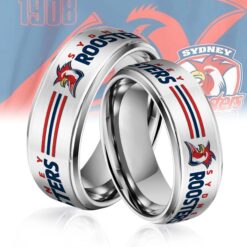 Auspiritmerch Sydney Roosters Silver Tungsten Rings Gift For Fans - Style1