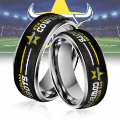 Auspiritmerch North Queensland Cowboys Silver Tungsten Rings Gift For Fans - Style1