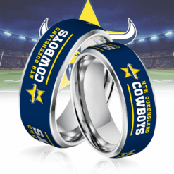 Auspiritmerch North Queensland Cowboys Silver Tungsten Rings Gift For Fans - Style1