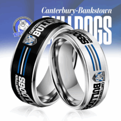 Auspiritmerch Canterbury-Bankstown Bulldogs Silver Tungsten Rings Gift For Fans