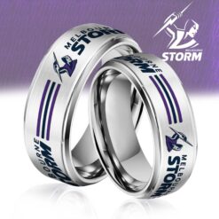 Auspiritmerch Melbourne Storm Silver Tungsten Rings Gift For Fans - Style1
