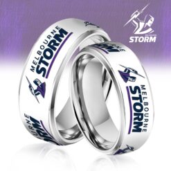 Auspiritmerch Melbourne Storm Silver Tungsten Rings Gift For Fans - Style1