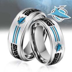 Auspiritmerch Cronulla-Sutherland Sharks Silver Tungsten Rings Gift For Fans - Style1