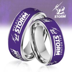Auspiritmerch Melbourne Storm Silver Tungsten Rings Gift For Fans - Style2
