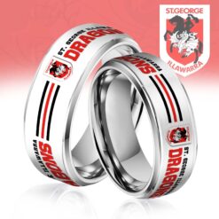 Auspiritmerch St. George Illawarra Dragons Silver Tungsten Rings Gift For Fans - Style2