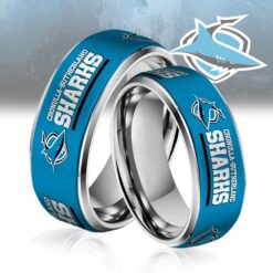 Auspiritmerch Cronulla-Sutherland Sharks Silver Tungsten Rings Gift For Fans - Style2