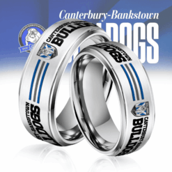 Auspiritmerch Canterbury-Bankstown Bulldogs Silver Tungsten Rings Gift For Fans - Style2