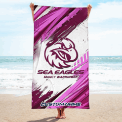 Auspiritmerch Manly Warringah Sea Eagles Pool Travel Beach and Bath Towels for Kids and Adults