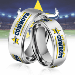 Auspiritmerch North Queensland Cowboys Silver Tungsten Rings Gift For Fans - Style2