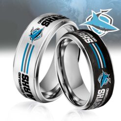 Auspiritmerch Cronulla-Sutherland Sharks Silver Tungsten Rings Gift For Fans