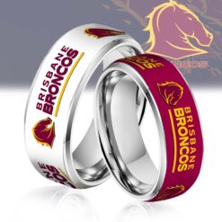 Auspiritmerch Brisbane Broncos Silver Tungsten Rings Gift For Fans