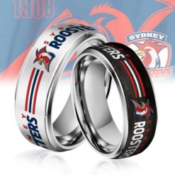 Auspiritmerch Sydney Roosters Silver Tungsten Rings Gift For Fans