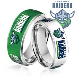 Auspiritmerch Canberra Raiders Silver Tungsten Rings Gift For Fans