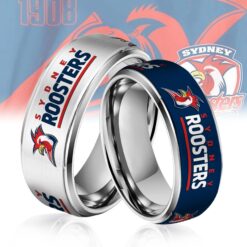 Auspiritmerch Sydney Roosters Silver Tungsten Rings Gift For Fans