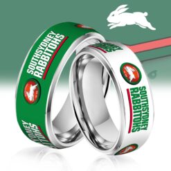 Auspiritmerch South Sydney Rabbitohs Silver Tungsten Rings Gift For Fans
