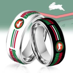 Auspiritmerch South Sydney Rabbitohs Silver Tungsten Rings Gift For Fans
