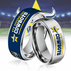 Auspiritmerch North Queensland Cowboys Silver Tungsten Rings Gift For Fans