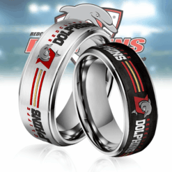 Auspiritmerch Dolphins Silver Tungsten Rings Gift For Fans
