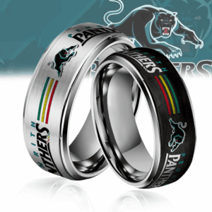Auspiritmerch Penrith Panthers Silver Tungsten Rings Gift For Fans