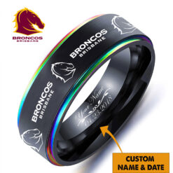 Auspiritmerch Brisbane Broncos Personalized Engraved Ring Gift For Fans