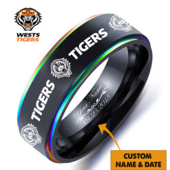Auspiritmerch Wests Tigers Personalized Engraved Ring Gift For Fans