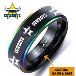 Auspiritmerch North Queensland Cowboys Personalized Engraved Ring Gift For Fans