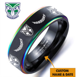 Auspiritmerch New Zealand Warriors Personalized Engraved Ring Gift For Fans