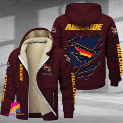 Auspiritmerch Adelaide Football Personalized Hooded Fleece Thermal Cotton Jacket Gift For Fans