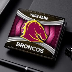 Auspiritmerch Brisbane Broncos Personalized Leather Wallet Gift For Fans