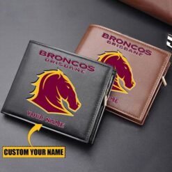 Auspiritmerch Brisbane Broncos Personalized Zipper Folded Wallet For Fans