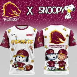 Auspiritmerch Brisbane Broncos x Peanuts and Snoopy T Shirt Gift For Fans
