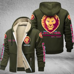 Auspiritmerch Brisbane Lions Hooded Fleece Thermal Cotton Jacket Gift For Fans