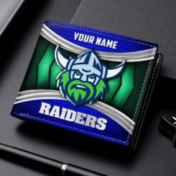Auspiritmerch Canberra Raiders Personalized Leather Wallet Gift For Fans