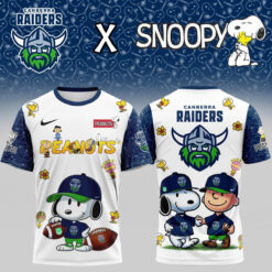 Auspiritmerch Canberra Raiders x Peanuts and Snoopy T Shirt Gift For Fans