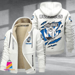 Auspiritmerch Canterbury-Bankstown Bulldogs Personalized Hooded Fleece Thermal Cotton Jacket Gift For Fans