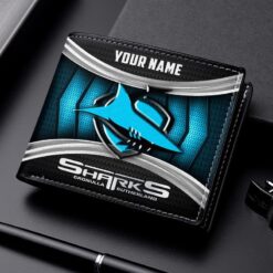 Auspiritmerch Cronulla-Sutherland Sharks Personalized Leather Wallet Gift For Fans