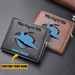 Auspiritmerch Cronulla-Sutherland Sharks Personalized Zipper Folded Wallet For Fans